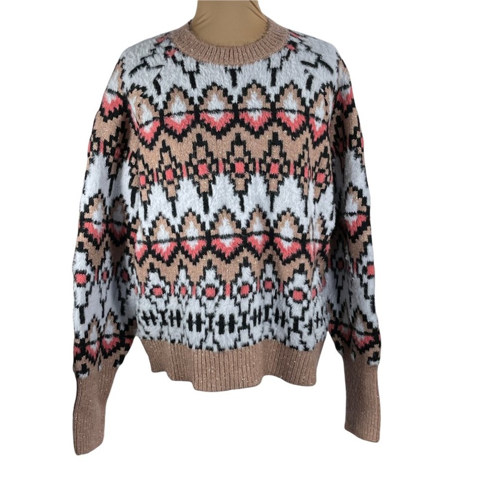 Ann Taylor Fair Isle Jacquard Wool Blend Sweater Size XL Extra Large